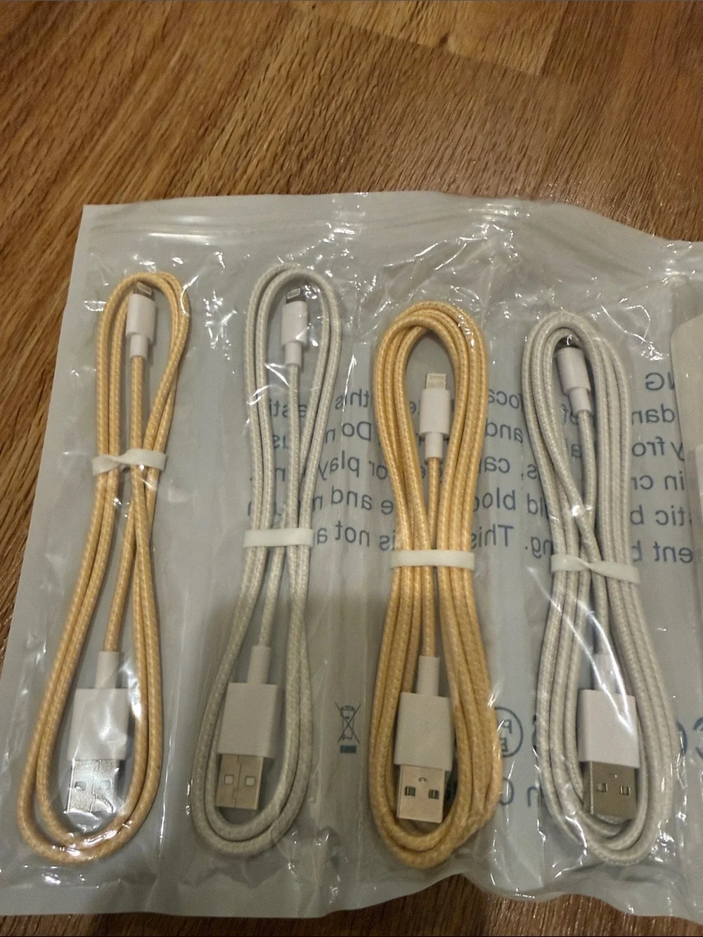 Gold and Silver Braided USB to Lightning Charging Cables - 4 Pack NEW 6&3 ft